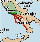 An army in Naples moves to Rome