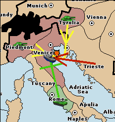 The fleet moving from Trieste to Venice has two support-moves, and the fleet in Venice has only one support-hold, so Trieste succeeds